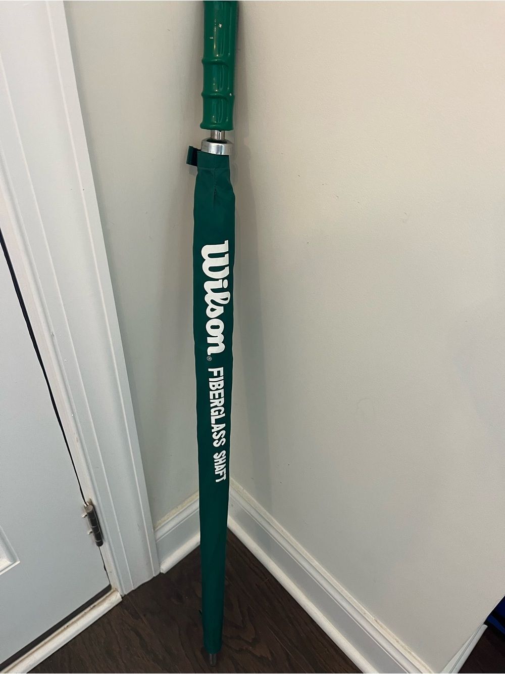 Vintage Fiberglass Wilson Golf Umbrella Green White Masters Augusta Colors Cover